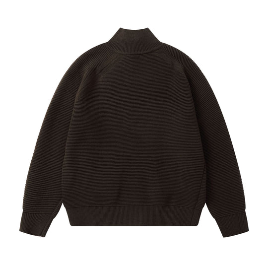 Herren Grobstrick Stehkragen-Strickjacke mit durchgehendem Reißverschluss Nord Taschen
