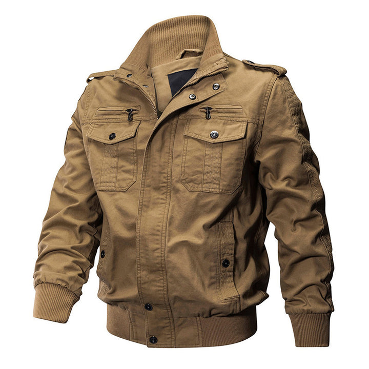 Herren  leichter Urban-Fieldbomber aus gewaschenem Canvas mit Reißverschluss-Brusttaschen und elastischem Bund Nord Taschen
