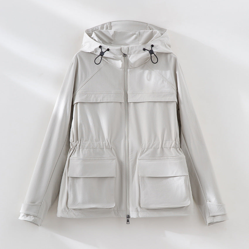 Damen Leichte Funktions-Utility-Jacke mit Kapuze, Kordelzug-Taille und aufgesetzten Klappentaschen Nord Taschen