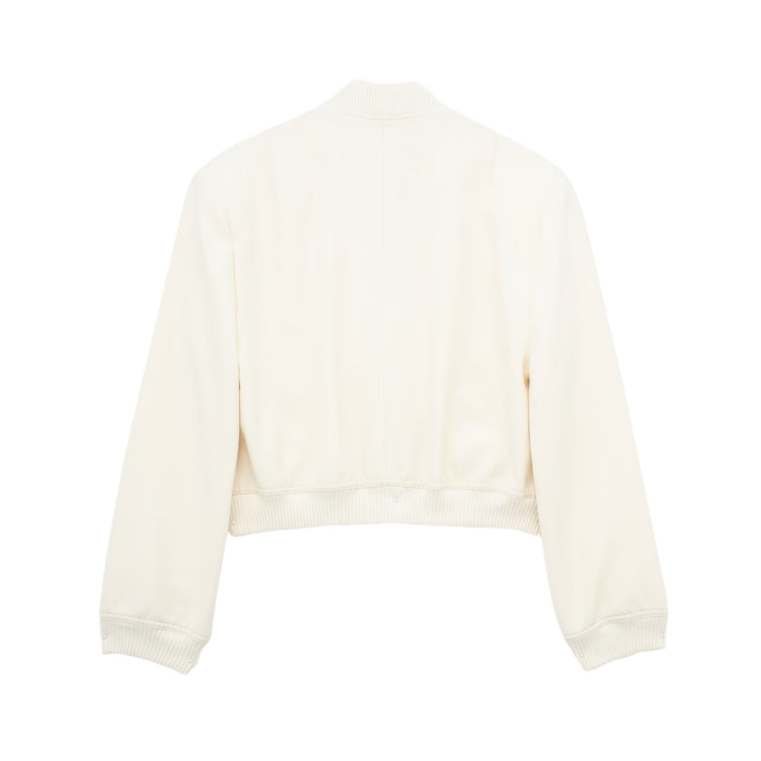 Damen Kurze Boxy‑Blousonjacke mit verdeckten Druckknöpfen, Pattentaschen und geripptem Saum Nord Taschen