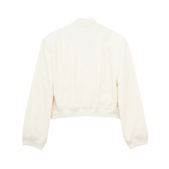 Damen Kurze Boxy‑Blousonjacke mit verdeckten Druckknöpfen, Pattentaschen und geripptem Saum Nord Taschen