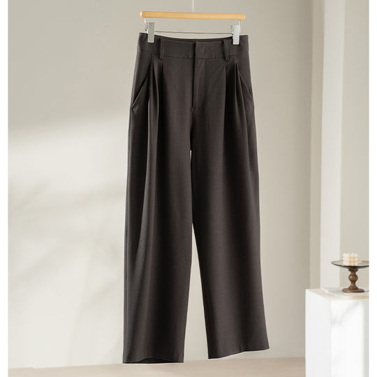 Damen Hochtaillierte Palazzo-Stoffhose mit Bundfalten, Eingrifftaschen und klarer Bügelfalte Nord Taschen