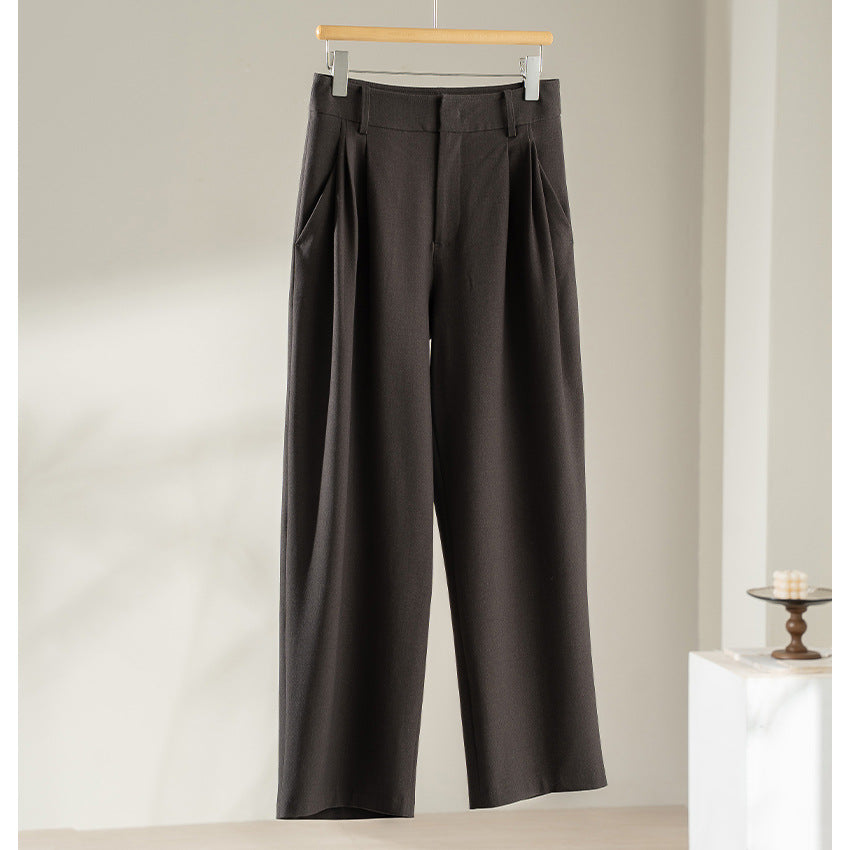 Damen Hochgeschnittene Bügelfalten-Hose mit weitem Bein, Bundfalten und Eingrifftaschen Nord Taschen