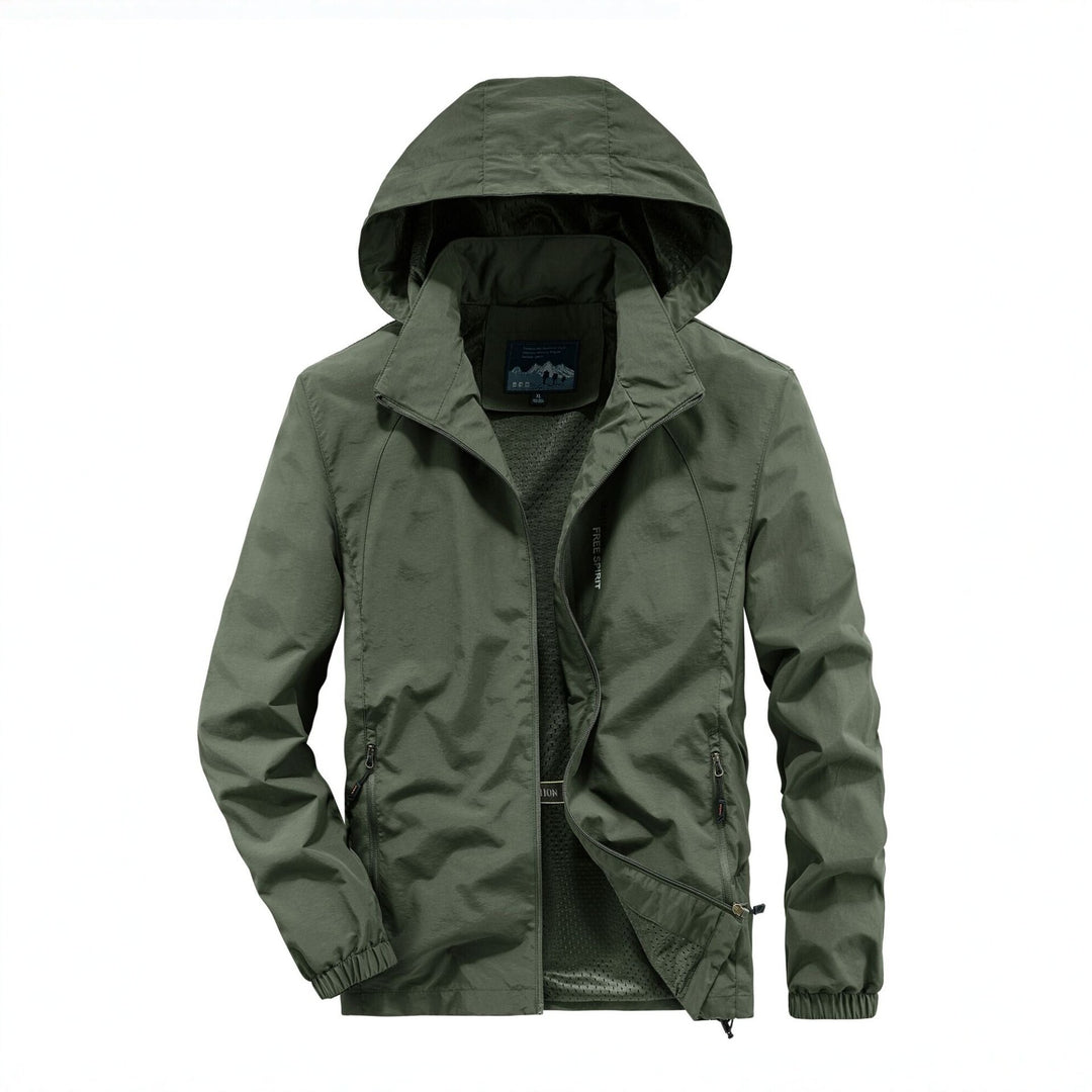 Herren Ultraleichte Atmungsaktive Kapuzenjacke mit perforiertem Mesh‑Futter und Reißverschlusstaschen Nord Taschen