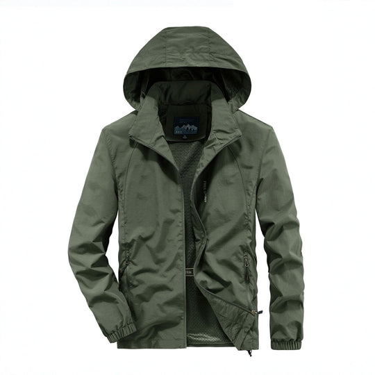 Herren Ultraleichte Atmungsaktive Kapuzenjacke mit perforiertem Mesh‑Futter und Reißverschlusstaschen Nord Taschen