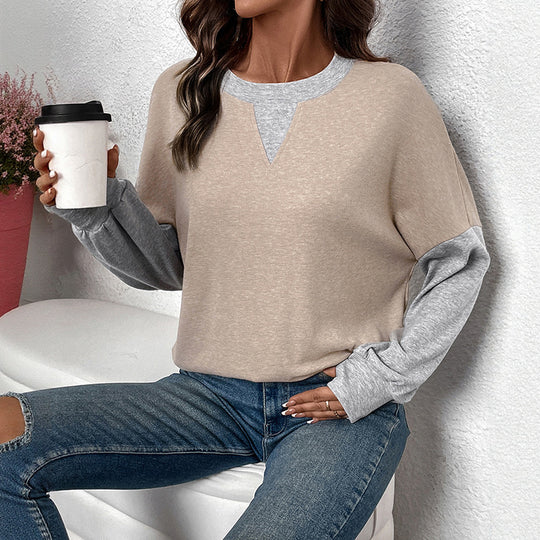 Damen Casual-Boxy-Sweatshirt mit Layer‑Look, verlängerten Ärmelbündchen und V‑Keil Nord Taschen