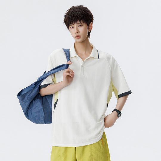 Unisex Boxy Oversize Polo-Shirt aus technischem Funktionsjersey mit Kontrastpaneelen und Raglanärmeln Nord Taschen