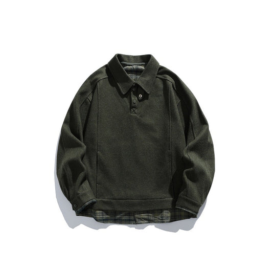 Herren Langärmeliges Polo‑Sweatshirt mit Kentkragen, Knopfleiste und eingearbeitetem Karo‑Layer Nord Taschen