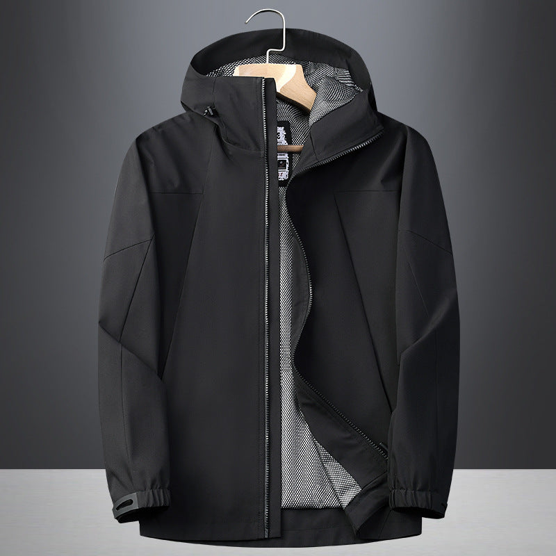 Herren Softshell Regen- und Übergangsjacke mit Kapuze, winddichter Membran und atmungsaktivem Meshfutter Nord Taschen