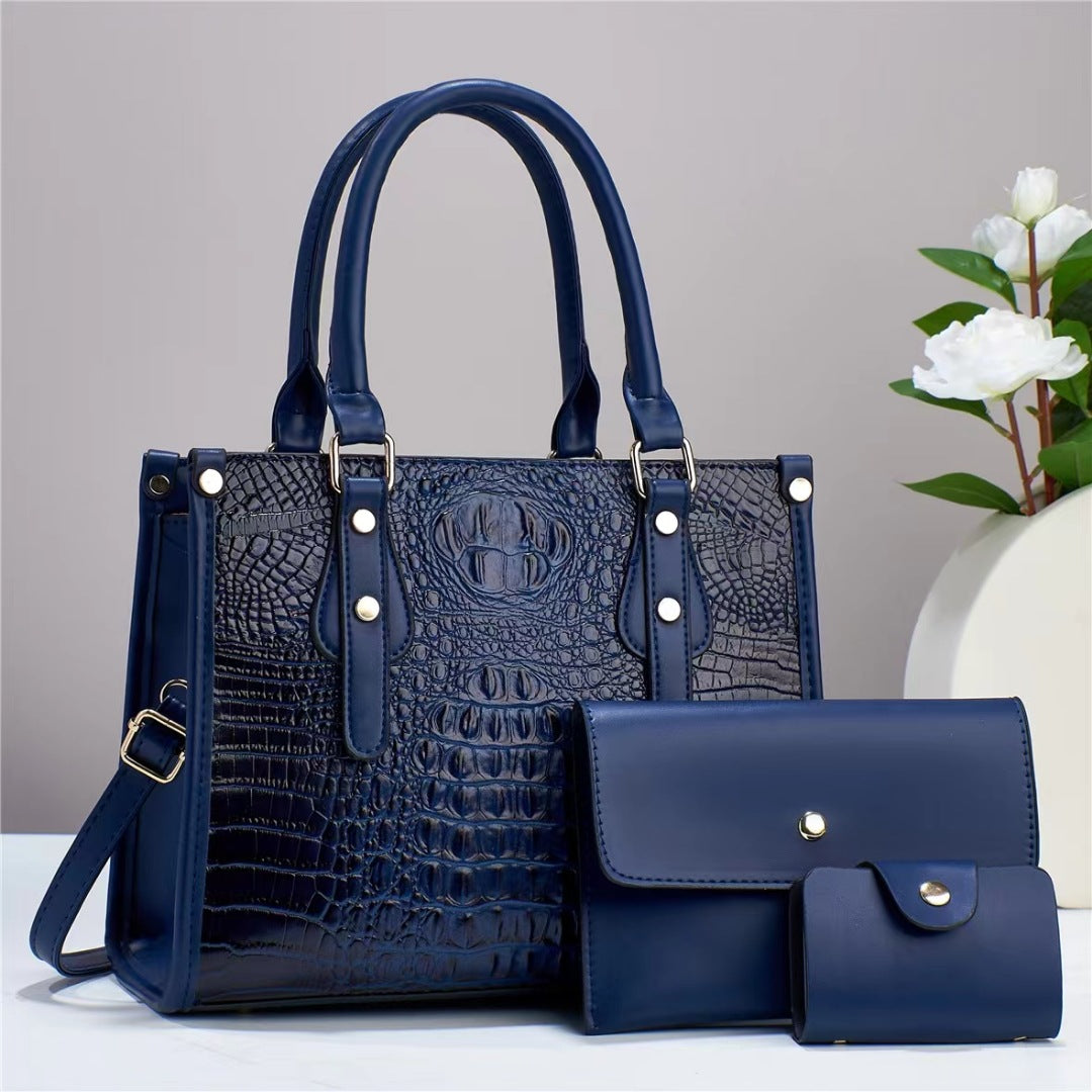 Damen elegante Handtasche im edlen Krokodil-Design mit abnehmbarer Clutch und praktischer Geldbörse Nord Taschen