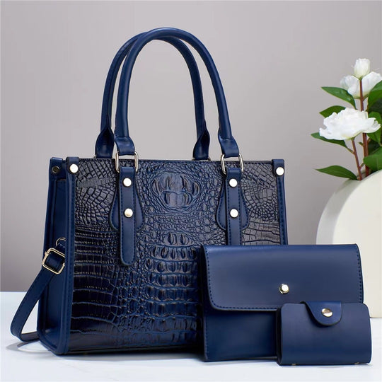 Damen elegante Handtasche im edlen Krokodil-Design mit abnehmbarer Clutch und praktischer Geldbörse Nord Taschen