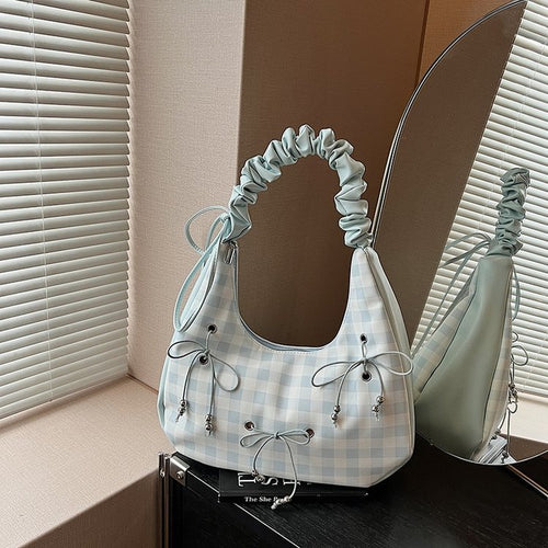 Damen Hobo-Tasche mit dekorativem Kordelzug und glänzenden Akzenten Nord Taschen