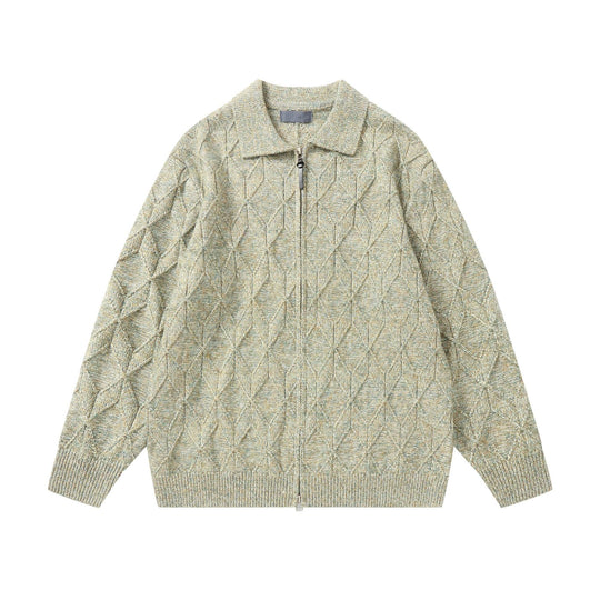 Damen Grob strukturierter Strick‑Zipcardigan mit Hemdkragen Nord Taschen