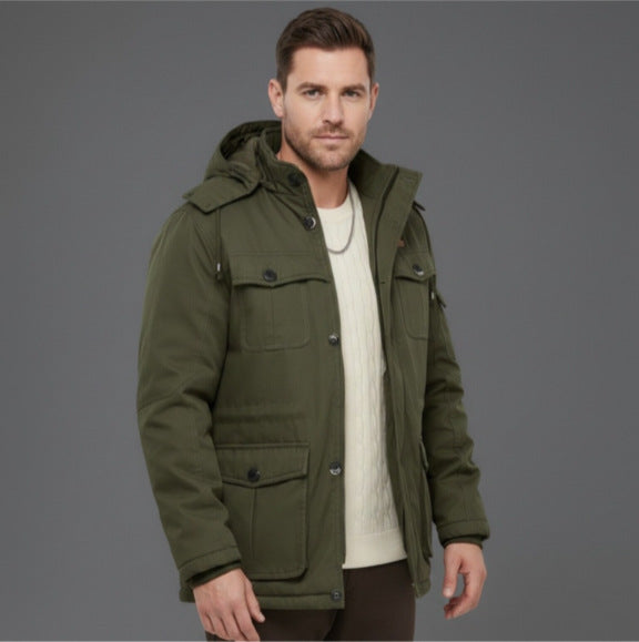 Herren Wattierte Winterparka mit Kapuze und multifunktionalen Taschen Nord Taschen