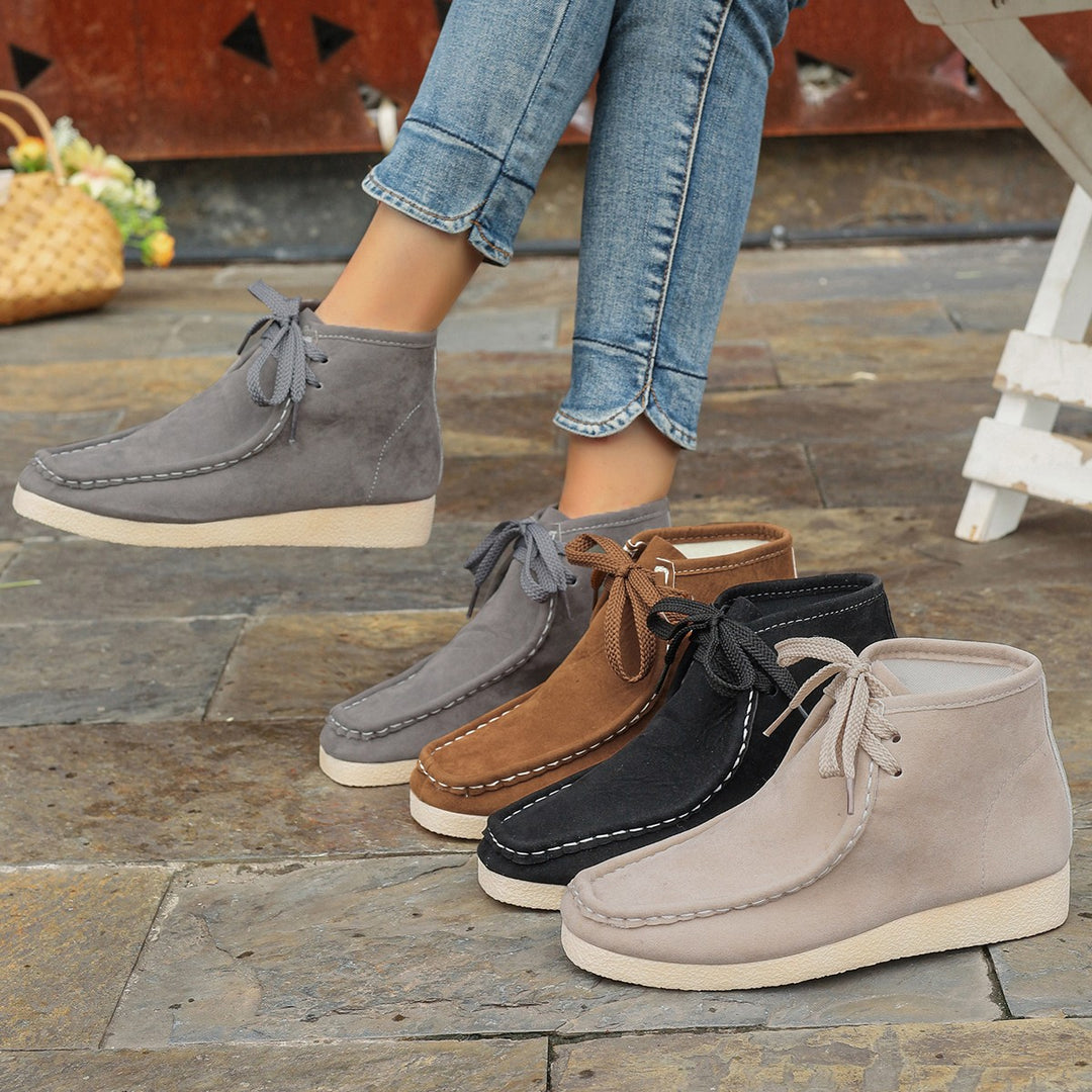 Damen  knöchelhohe Schnürboots mit Mokassinnaht, weicher Innensohle und crepe Sohle Nord Taschen