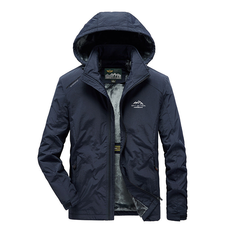Herren technische Outdoor-Jacke mit wärmendem Teddyfleece-Innenfutter und verstellbarer Kapuze Nord Taschen