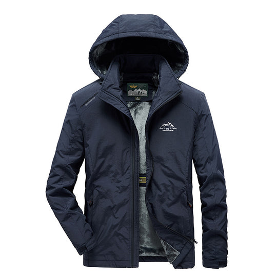 Herren technische Outdoor-Jacke mit wärmendem Teddyfleece-Innenfutter und verstellbarer Kapuze Nord Taschen