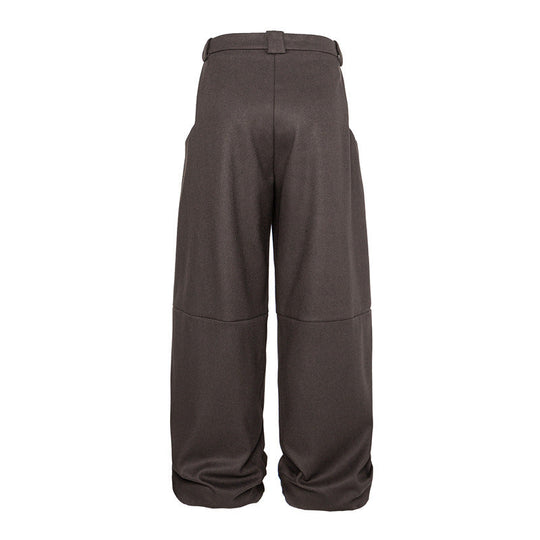 Damen Weite Bundfalten-Hose im Palazzo-Stil mit hoher Taille und Umschlagbund Nord Taschen