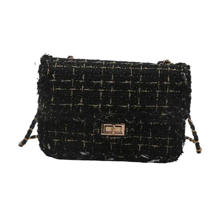 Damen Umhängetasche mit strukturiertem Tweeddesign und schickem Kettenhenkel Nord Taschen