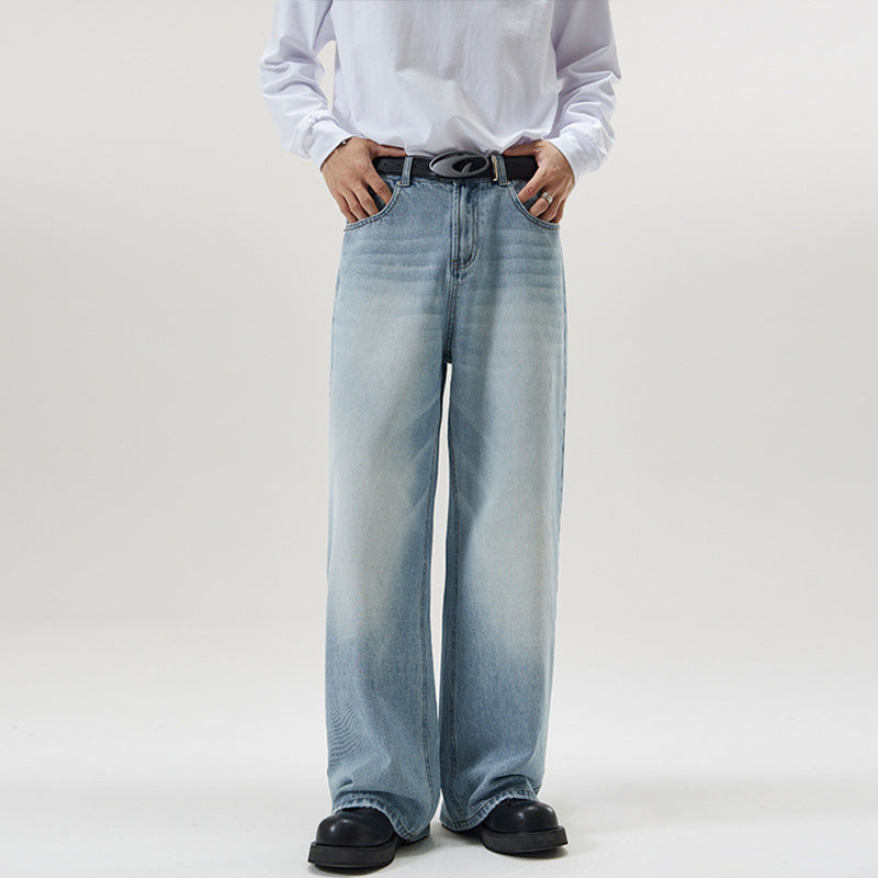 Herren Weite Vintage-Denim-Jeans mit ausgeprägtem Fade und geradem Bein Nord Taschen