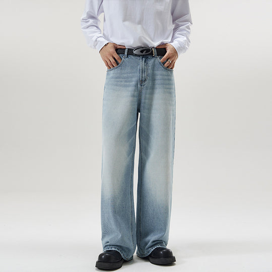 Herren Weite Vintage-Denim-Jeans mit ausgeprägtem Fade und geradem Bein Nord Taschen