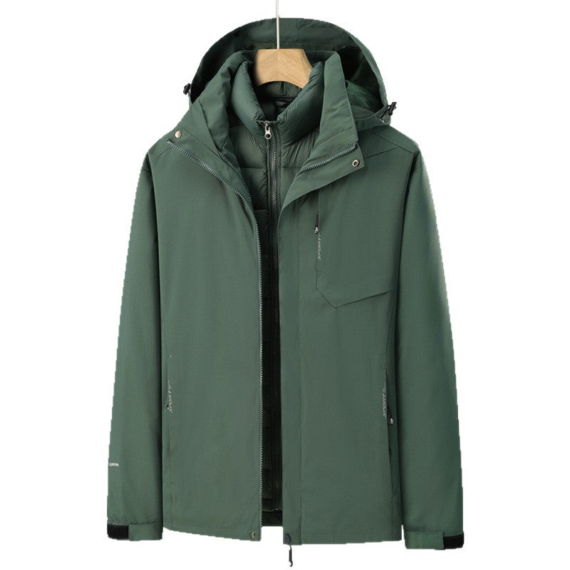 Herren dreiteiliger Übergangsparka mit abnehmbarer gesteppter Innenjacke und wetterfester Softshell-Außenlage Nord Taschen