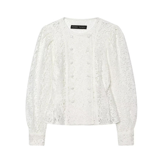 Damen Spitzenjacke mit zarter Blumen-Spitze, dekorativer Knopfleiste und ballonärmeln Nord Taschen