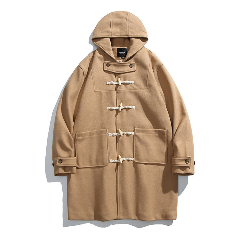 Herren Wollmix-Dufflecoat mit Kapuze und Knebelverschlüssen Nord Taschen