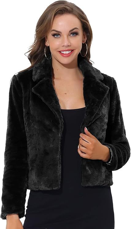 Damen Kurzblouson aus samtigem Faux‑Fur mit fallendem Revers und figurfreundlichem Cropped‑Schnitt Nord Taschen