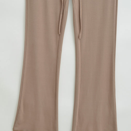 Damen Fließende Jersey-Hose mit hohem Bund, Kordelzug und ausgestelltem Bein Nord Taschen