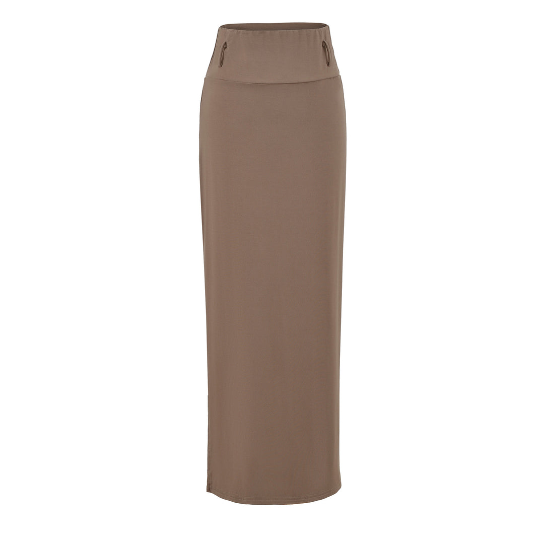 Damen Maxi-Bleistiftrock aus Stretch‑Jersey mit hohem Umschlagbund Nord Taschen