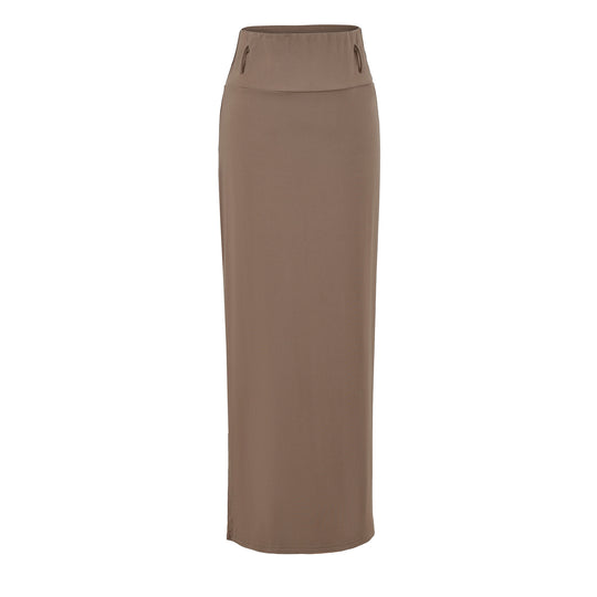 Damen Maxi-Bleistiftrock aus Stretch‑Jersey mit hohem Umschlagbund Nord Taschen