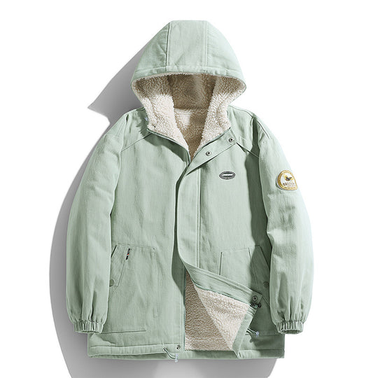 Herren wattierter Canvas‑Parka mit Sherpa‑Fleece‑Futter und Kapuze Nord Taschen