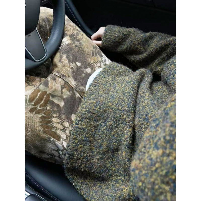 Herren Melangé Grobstrick-Pullover mit V-Schlitz und lockerem Oversize-Schnitt Nord Taschen