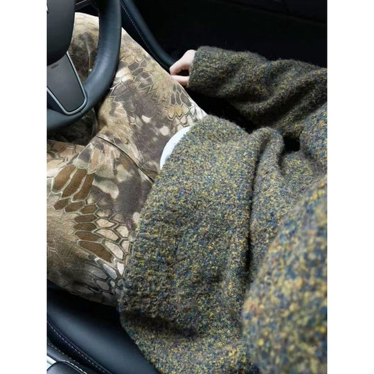 Herren Melangé Grobstrick-Pullover mit V-Schlitz und lockerem Oversize-Schnitt Nord Taschen