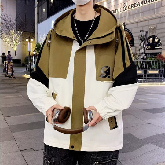 Herren Colourblock-Utility-Outdoorjacke mit Kapuze, Kontraststreifen und verdecktem Reißverschluss Nord Taschen