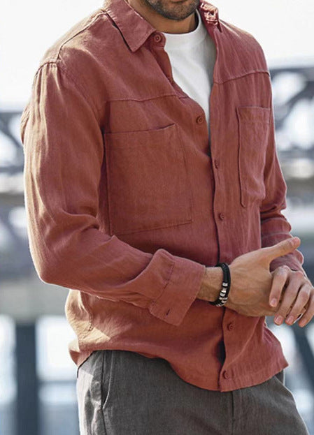 Herren Leichtes Baumwollhemd mit praktischen Taschen Nord Taschen