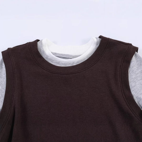 Damen Lagenlook-Longsleeve mit integriertem Kurzarm-Overlay Nord Taschen