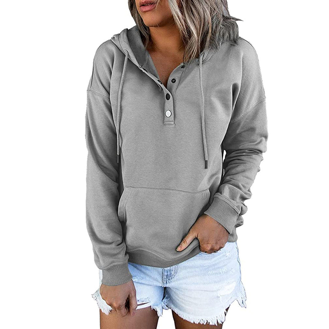 Damen Kapuzenpullover mit Knopfdetails und weichem Fleece-Material