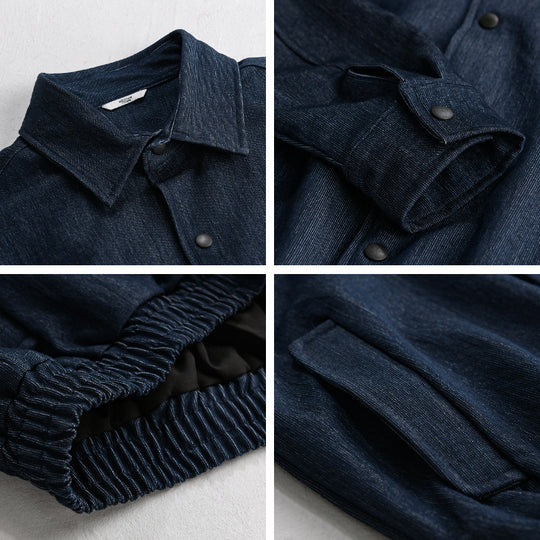 Herren Jeansjacke mit Druckknöpfen und elastischem Saum Nord Taschen