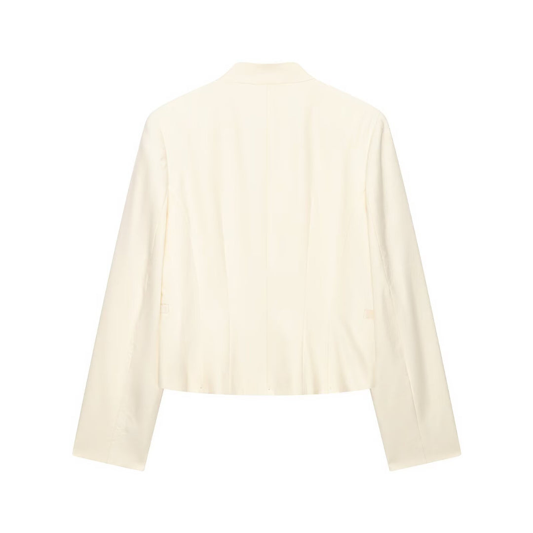 Damen Cropped Militärblazer mit Stehkragen, Zierstreifen und goldenen Statementknöpfen Nord Taschen
