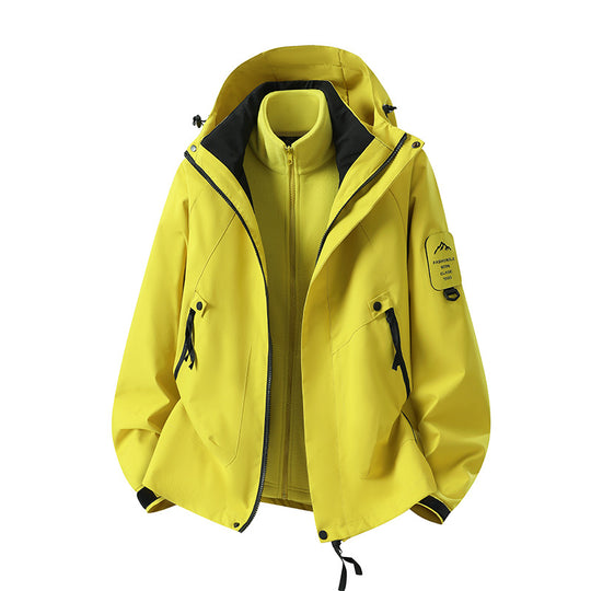 Herren Zwei-in-eins Wetterschutzjacke mit abnehmbarer Steppweste und verstellbarer Kapuze Nord Taschen