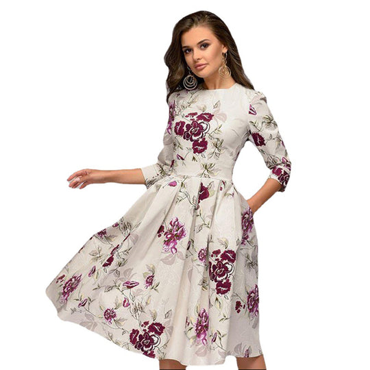 Damen Midikleid mit taillierter Silhouette und floraler Jacquardstruktur Nord Taschen