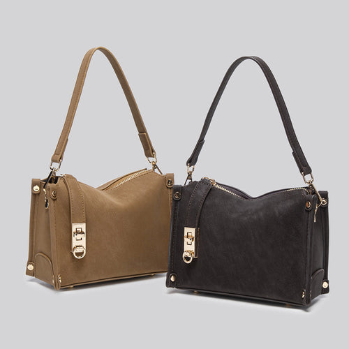 Damen Schultertasche mit strukturiertem Kunstleder und luxuriösem Goldakzent Nord Taschen