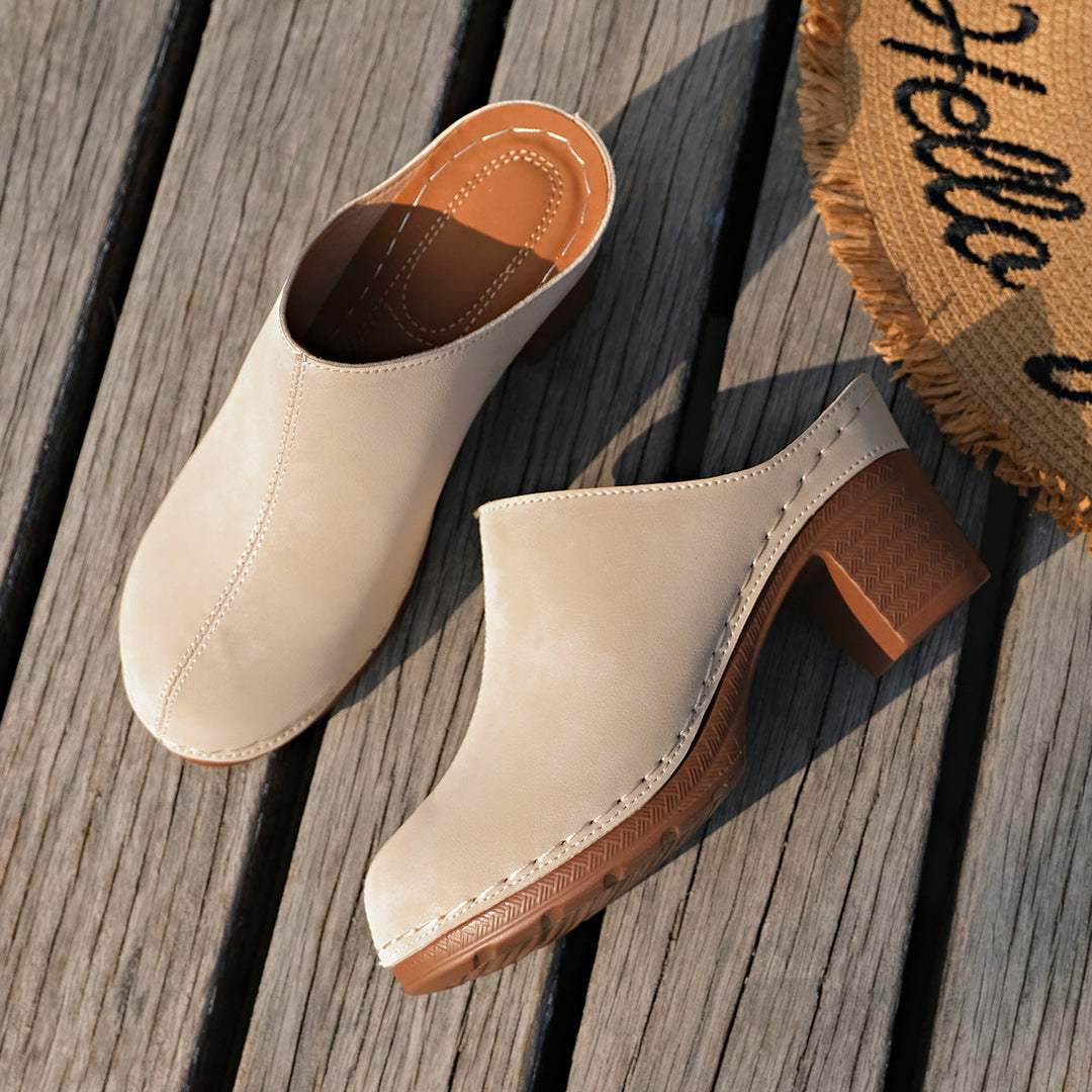Damen Elegante Clogs aus hochwertigem Wildleder mit komfortablem Blockabsatz