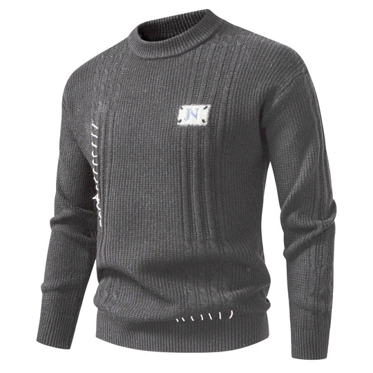 Herren Strukturiertes Rippstrick-Pullover mit Ziernähten und Logo‑Patch Nord Taschen