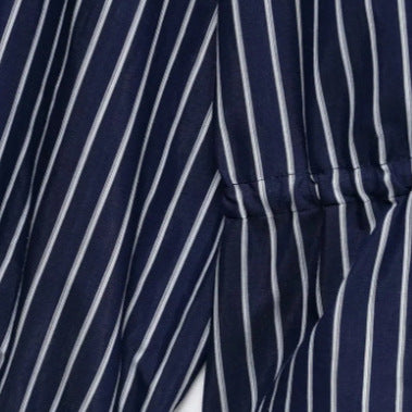 Damen Gestreifte Hemdbluse mit Stehkragen und Tunnelzug Nord Taschen