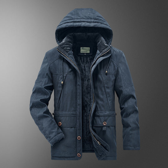 Herren gefütterter Kapuzenparka mit Thermo-Teddyfutter, winddichter Baumwollmix-Außenschale und Mehrfachtaschen Nord Taschen