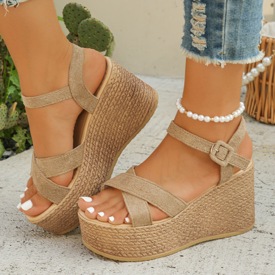 Damen elegante Plateau-Sandalen mit verstellbarem Riemen und komfortablem Fußbett