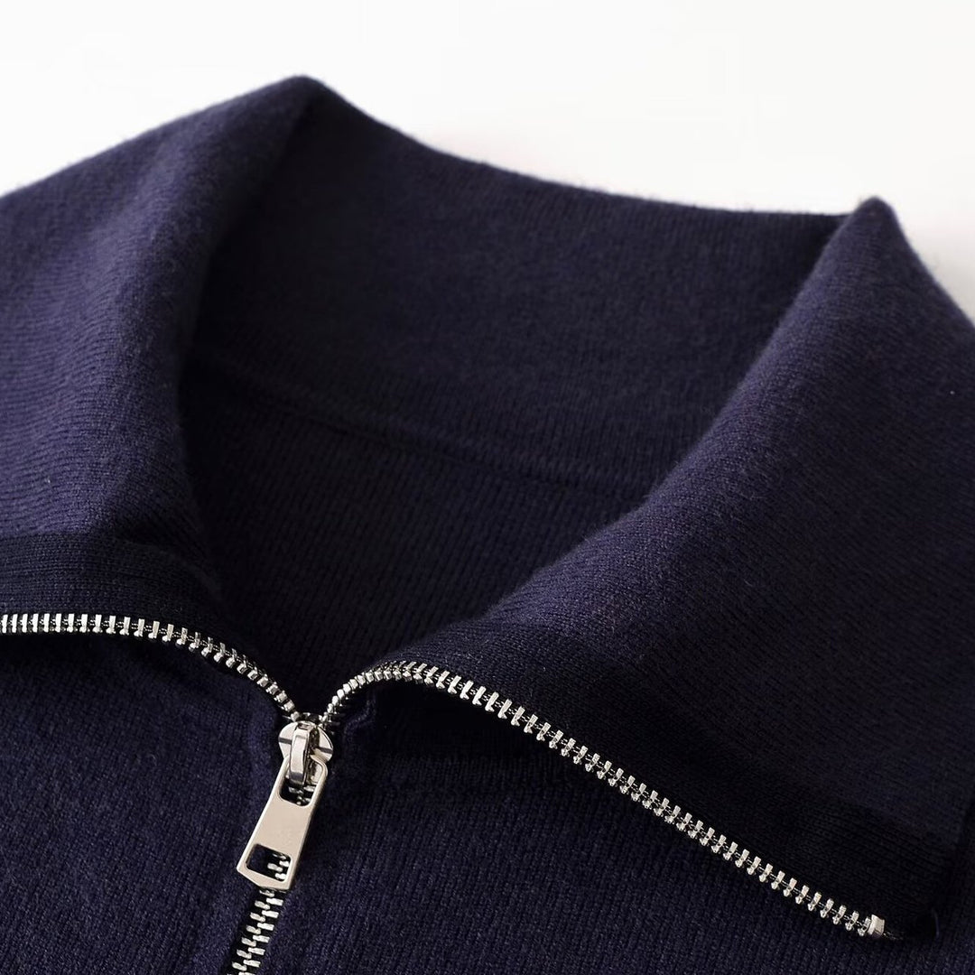 Damen Grobgestrickte Oversize-Zipjacke mit Stehkragen und aufgesetzten Taschen Nord Taschen